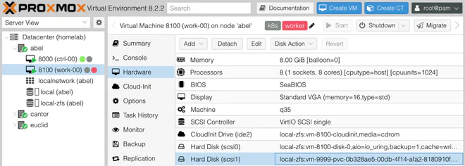 Volume attached to node work-00