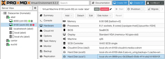 Volume attached to node work-00