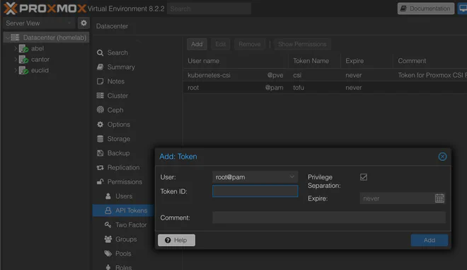 Proxmox API Token
