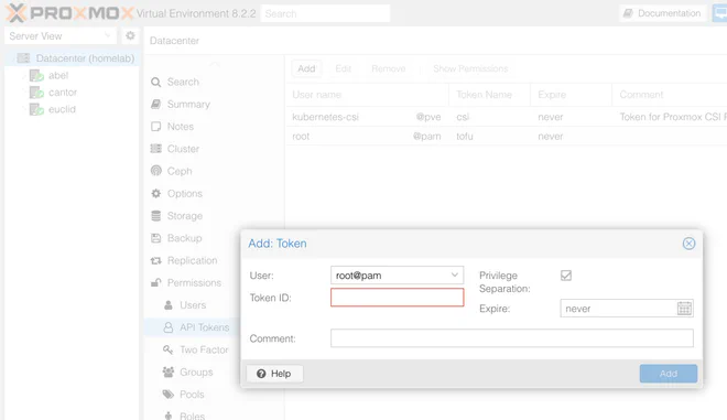 Proxmox API Token